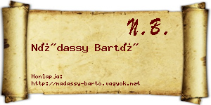 Nádassy Bartó névjegykártya